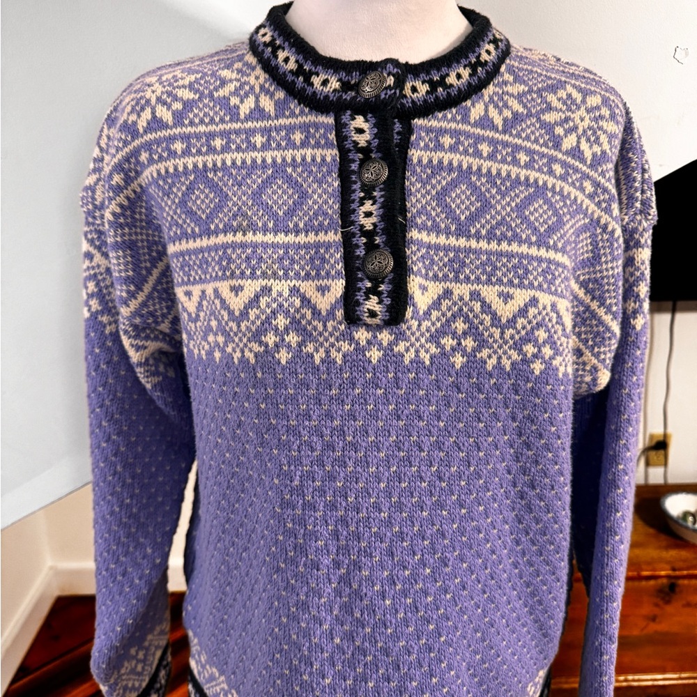 L.L. Bean Purple and Cream Nordic  Women's Sweater size Medium